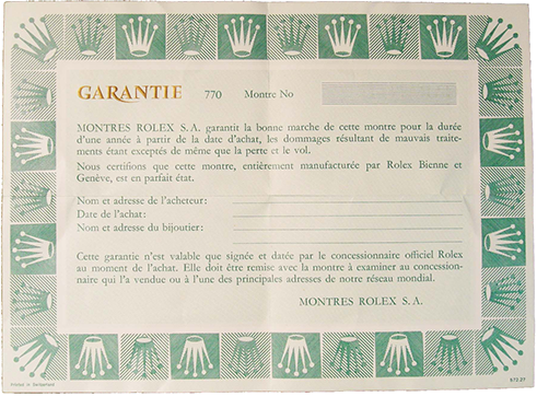 Vintage Rolex Guarantee Papers | Rolex 